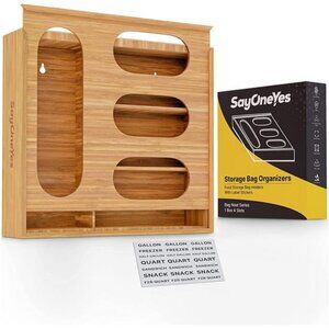 Ziplock Bag Organizer for Drawer - Premium Bamboo Plastic Bag Storage Organizer
